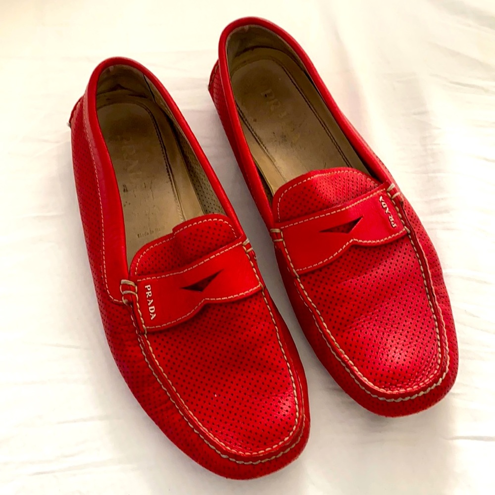 Mens PRADA Saffiano Leather Loafers Driver Size 11